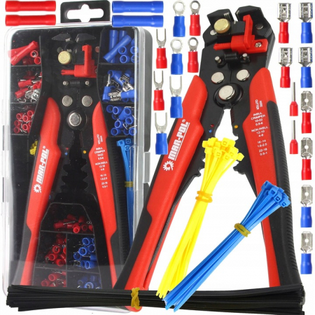 Clesti / prese pentru sertizat - Set cleste pentru decablat si sertizat cabluri, accesorii incluse 260 elemente (M49529)