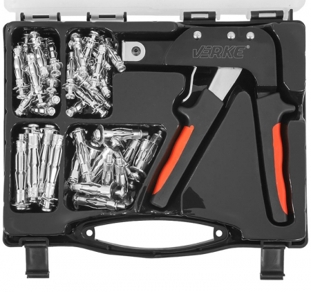 Clesti pentru nituit - Set cleste pistol nituit sertizat dibluri ancore in panouri gips 60piese (V86268)