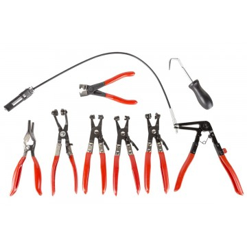 Clesti auto - Set clesti pentru coliere furtunuri auto, 9 piese, cu cablu flexibil si valiza (MAX9)