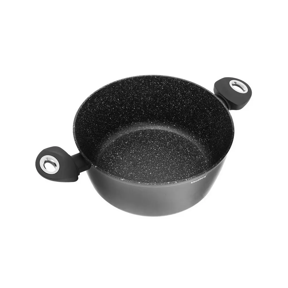 Set complet de vase pentru gatit, invelis marmura neagra 15 piese, negru (KB-7322) [3]