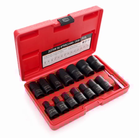 Set complet extractoare impact suruburi deteriorate rupte piulite rotunjite 15 piese (KD11793) [4]