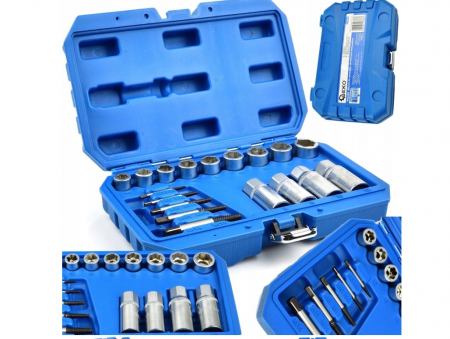 Tubulare speciale - Set complet extractoare suruburi deteriorate rupte piulite rotunjite 17 piese (G30035)