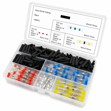 Altele - Set conectori termocontractabili cu cositor, 260 buc. (KD12677)