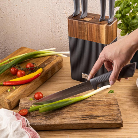 Set cutite bucatarie 6 piese cu suport lemn acacia si lame otel inoxidabil (KB-7979) [10]