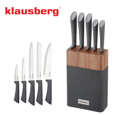 Set cutite bucatarie 6 piese cu suport lemn acacia si lame otel inoxidabil (KB-7979) [7]