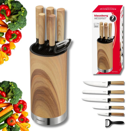 Altele - Set cutite bucatarie 7 piese cu bloc si curatator (KB-9036)