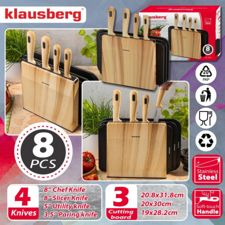 Set cutite bucatarie 8 piese cu 3 tocatoare si suport (KB-9037) [14]