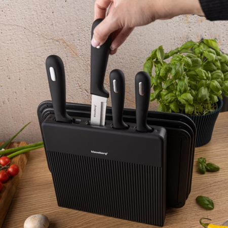 Set cutite bucatarie 8 piese cu suport si tocatoare plastic antiderapante (KB-7980) [2]