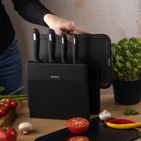 Set cutite bucatarie 8 piese cu suport si tocatoare plastic antiderapante (KB-7980) [11]