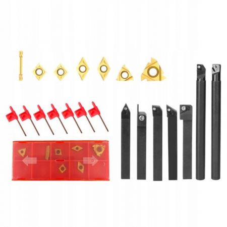 Burghie freze carote dalti dornuri - Set cutite strung cu placa inlocuibila instrument dalti strunjire 12x12mm 21piese (KD1061)