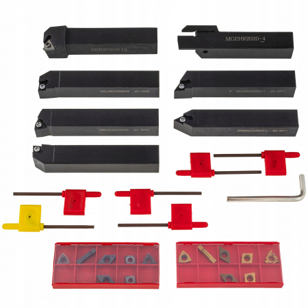 Burghie/freze/carote/dalti/dornuri/cutite strung/punctatoare - Set cutite strung cu placa inlocuibila instrument dalti strunjire 20x20mm 28piese (S12022)