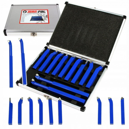 Scule de mana - Set cutite strung instrument dalti strunjire 12x12 11piese cu valiza (M22360)