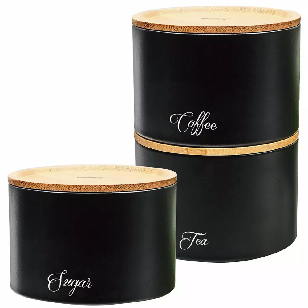 Recipiente pentru depozitarea alimentelor - Set de 3 recipiente pentru bucatarie, negru (KB-7506)