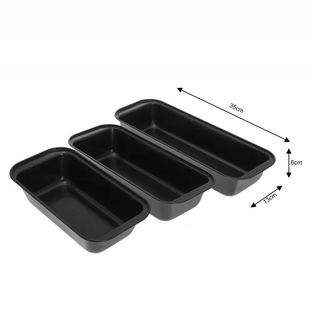 Set de 3 tavi de copt cu invelis de marmura, neagra (KH-4198) [1]