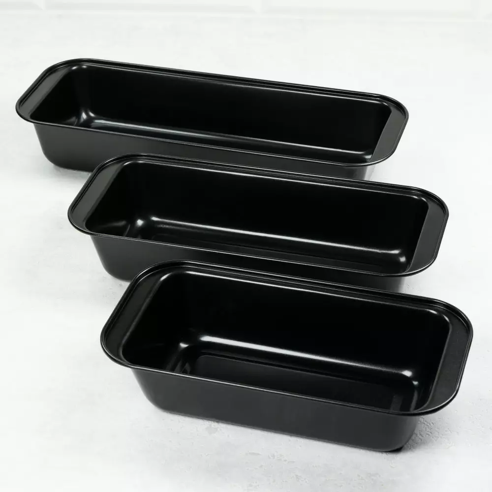 Set de 3 tavi de copt cu invelis de marmura, neagra (KH-4198) [3]