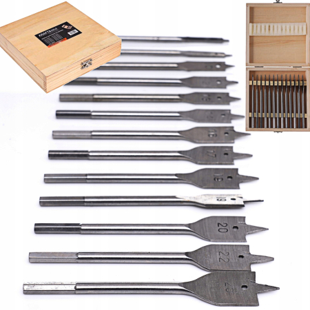 Burghie/freze/carote/dalti/dornuri/cutite strung/punctatoare - Set de burghie plate pentru lemn 13 buc (KD10549)