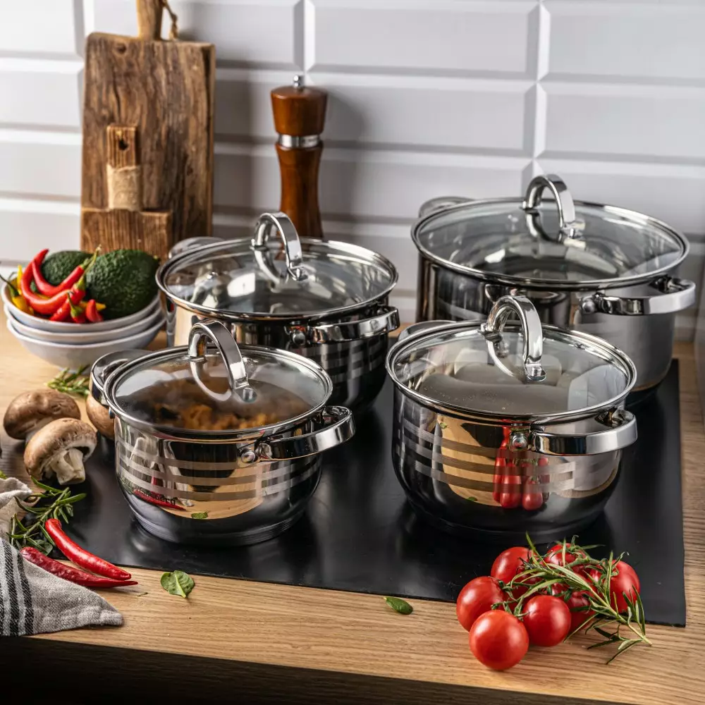 Set de oale din otel inoxidabil, 10 piese, 5 oale si 5 capace, diametru 16, 18, 20, 20, 22 cm (KB-7695) [4]