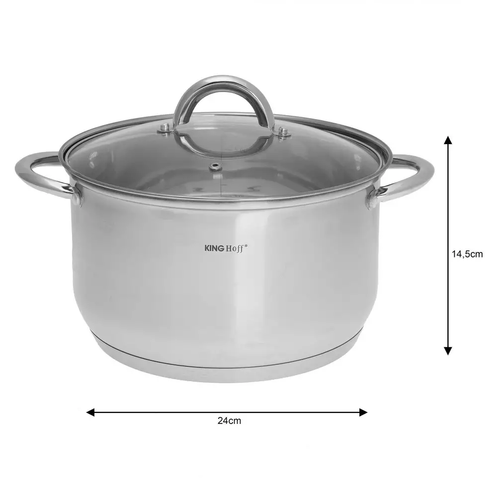 Set de oale din otel inoxidabil, 6 piese, 3 oale si 3 capace, diametru 18, 20, 24 cm (KH-4447) [4]