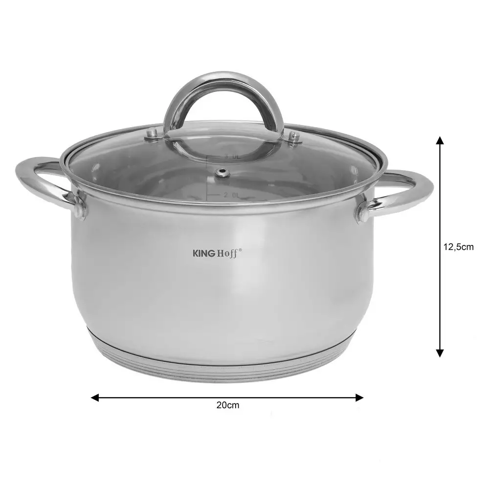 Set de oale din otel inoxidabil, 6 piese, 3 oale si 3 capace, diametru 18, 20, 24 cm (KH-4447) [6]