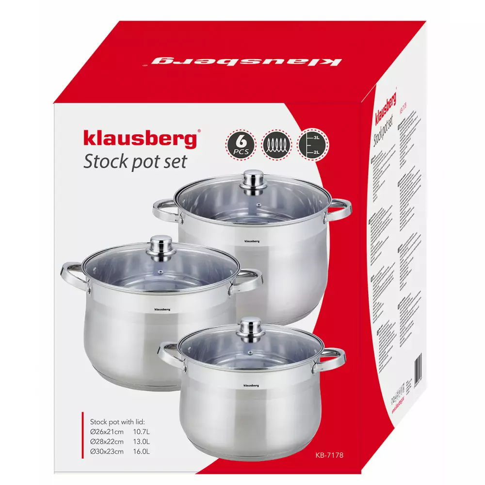 Set de oale din otel inoxidabil, 6 piese 3 oale si 3 capace, diametru 26, 28, 30 cm (KB-7178) [8]