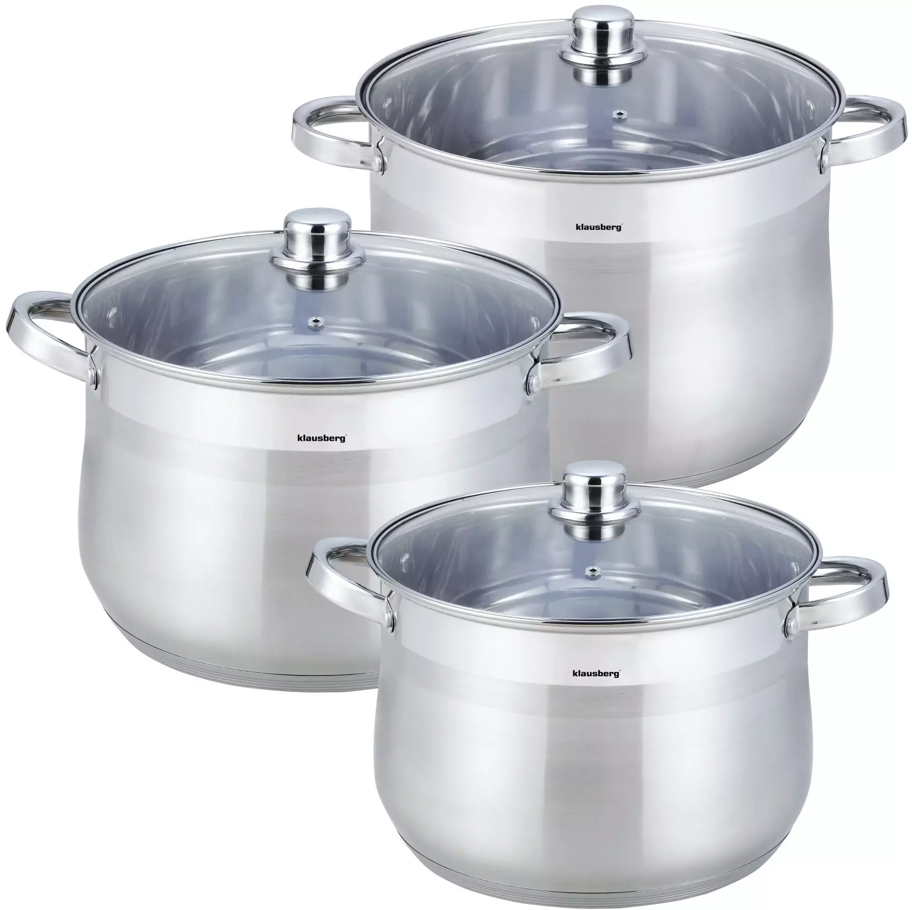 Oale si cratite - Set de oale din otel inoxidabil, 6 piese 3 oale si 3 capace, diametru 26, 28, 30 cm (KB-7178)