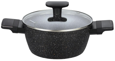 Set de oale si tigai cu strat antiaderent, 12 piese 6 vase, 4 capace, 2 suporturi, negru (KB-7830) [8]