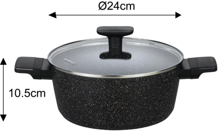 Set de oale si tigai cu strat antiaderent, 12 piese 6 vase, 4 capace, 2 suporturi, negru (KB-7830) [7]