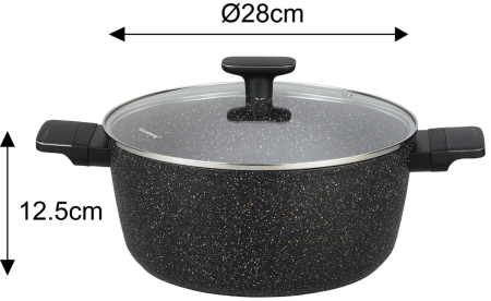 Set de oale si tigai cu strat antiaderent, 12 piese 6 vase, 4 capace, 2 suporturi, negru (KB-7830) [9]