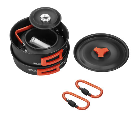 Set de tacamuri turistice din inox, 14 piese, pentru camping (KD4403) [9]