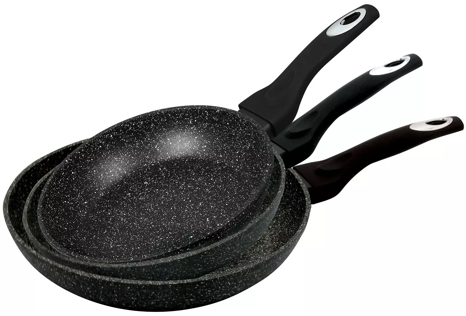 Tigai - Set de tigai din aluminiu cu invelis din marmura neagra, 3 piese, diametru 20, 24, 28 (KB-7290)