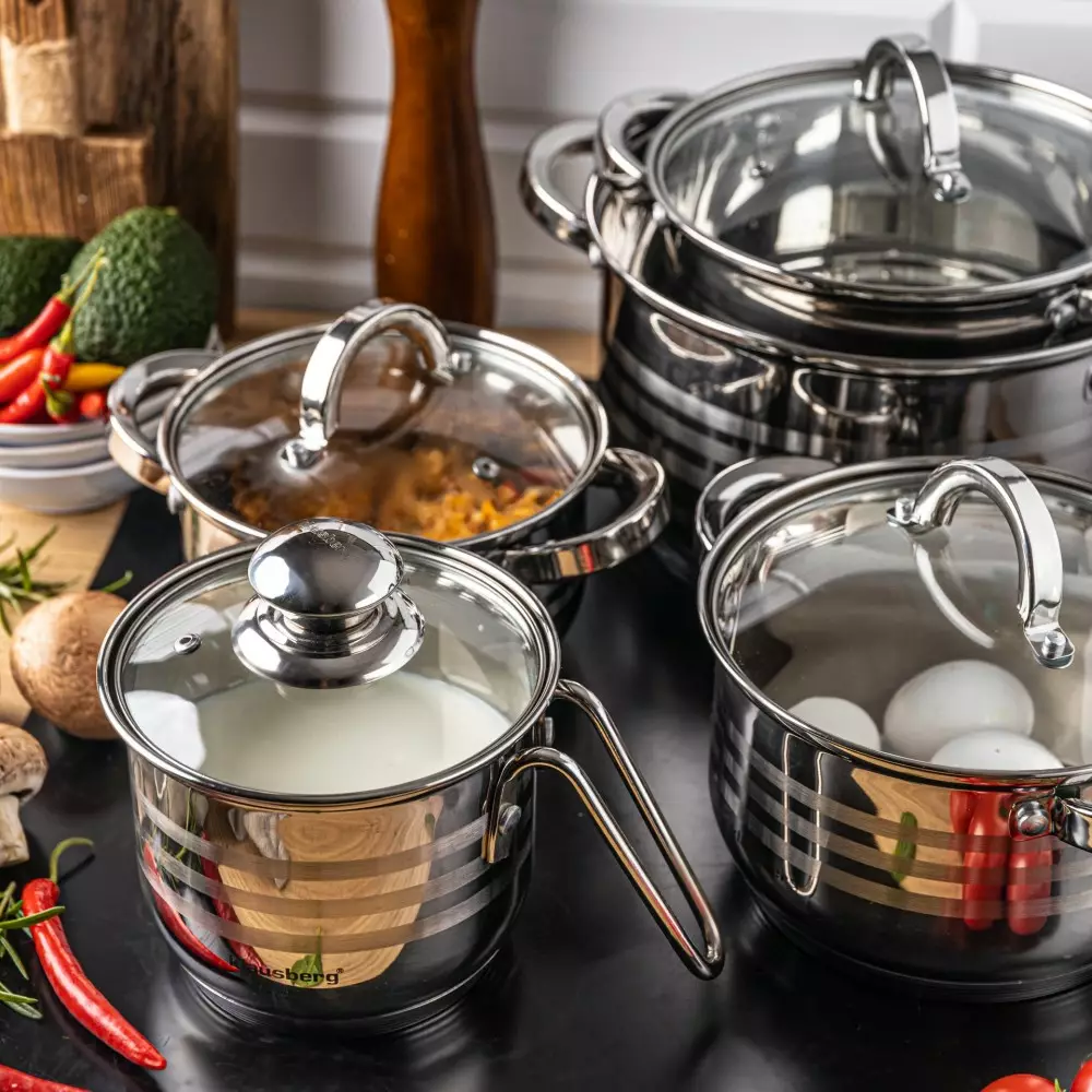 Set de vase de gatit, 10 piese, 5 oale si 5 capace, diametru 16, 18, 20, 24, 14 cm (KB-7696) [1]