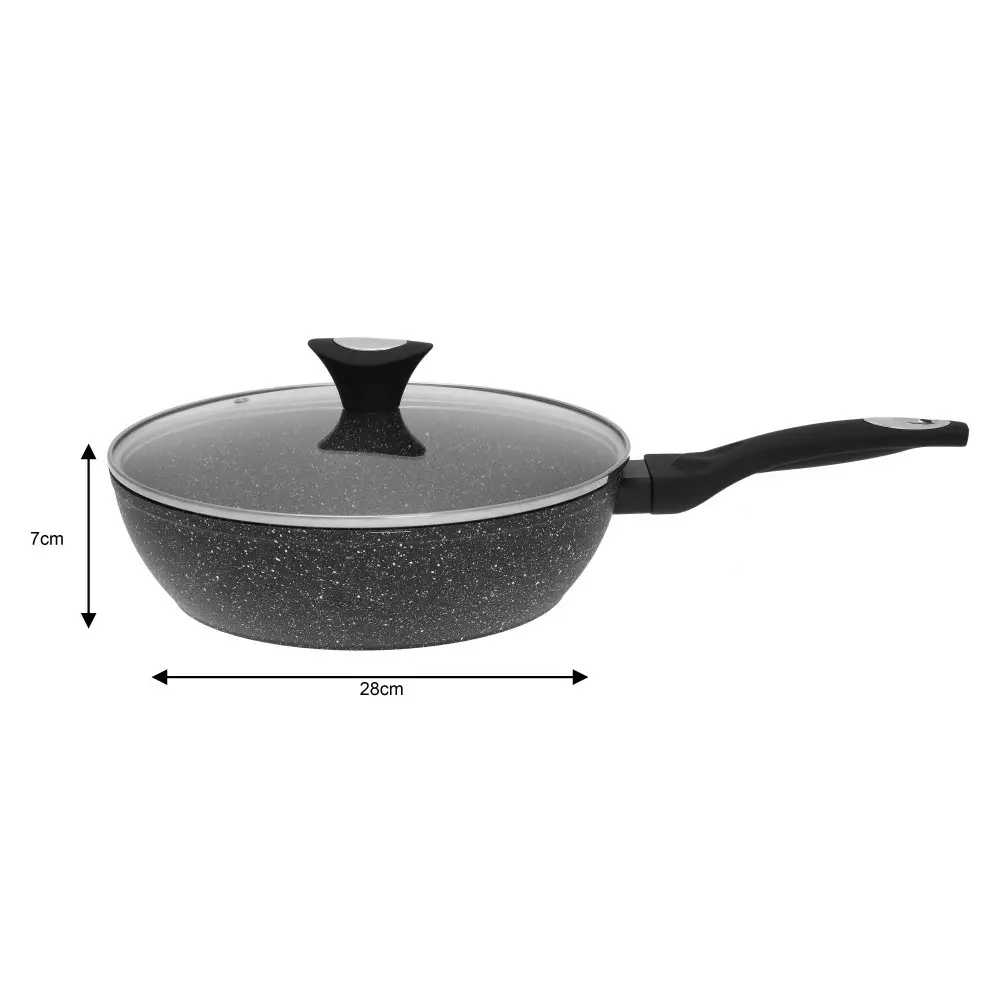 Set de vase pentru gatit  12 piese, invelis marmura neagra, 4 oale, 2 tigai, 4 capace si suporturi termorezistente (KB-7201) [7]