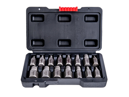Set extractoare suruburi rupte 15 piese CrMo cu cap hexagonal (T00065) [3]