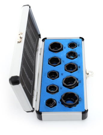 Set extractor 9-19mm suruburi piulite rotunjite deteriorate rupte 10 piese (KD10268) [2]