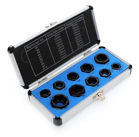 Set extractor 9-19mm suruburi piulite rotunjite deteriorate rupte 10 piese (KD10268) [1]