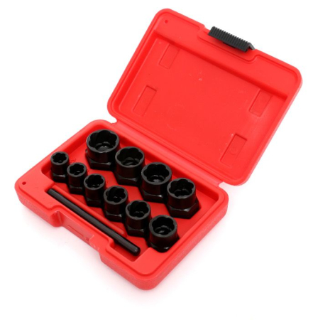 Set extractor 9-19mm suruburi piulite rotunjite deteriorate rupte profil inalt hexagon 10 piese (KD10270) [2]
