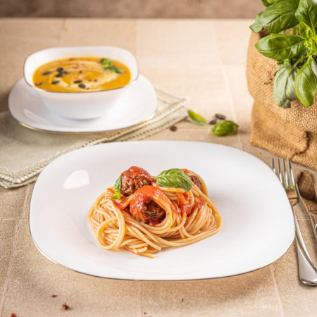 Set farfurii opal 18 piese alb cu decor auriu (KH-1923) [3]