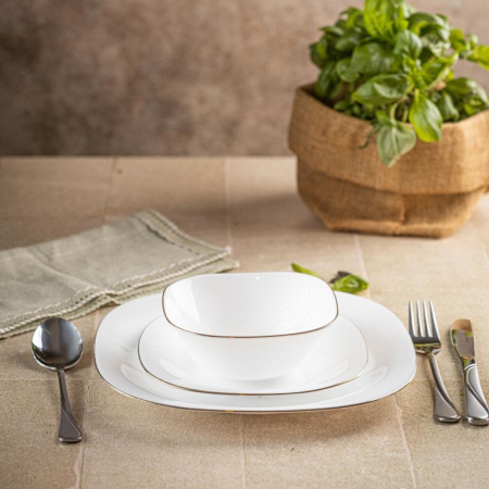 Set farfurii opal 18 piese alb cu decor auriu (KH-1923) [7]