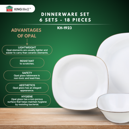 Set farfurii opal 18 piese alb cu decor auriu (KH-1923) [14]