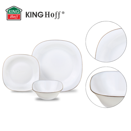 Set farfurii opal 18 piese alb cu decor auriu (KH-1923) [5]