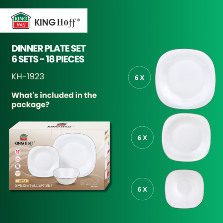 Set farfurii opal 18 piese alb cu decor auriu (KH-1923) [11]