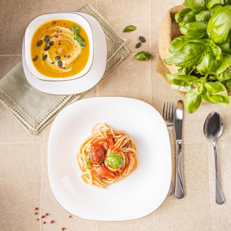 Set farfurii opal 18 piese alb cu decor auriu (KH-1923) [10]