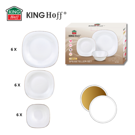 Set farfurii opal 18 piese alb cu decor auriu (KH-1923) [6]