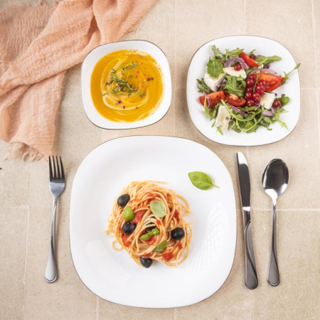 Set farfurii opal 18 piese alb cu decor auriu (KH-1923) [8]