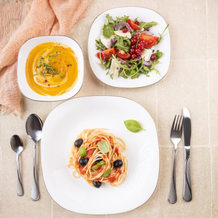 Set farfurii opal 18 piese alb cu decor auriu (KH-1923) [2]