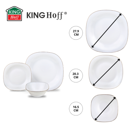 Set farfurii opal 18 piese alb cu decor auriu (KH-1923) [9]