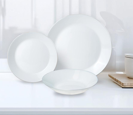 Set farfurii sticla 18 piese decor ulm argintiu (KH-1877) [1]