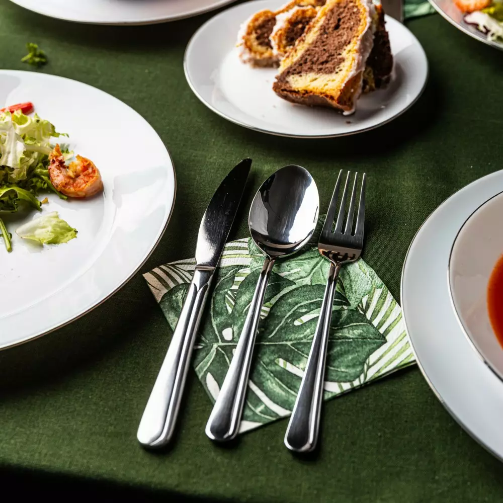 Set farfurii sticla 18 piese decor ulm argintiu (KH-1877) [13]