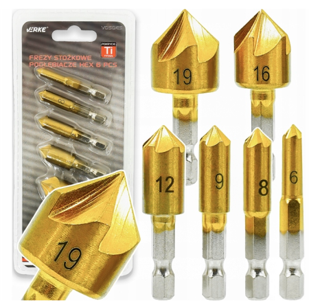 Altele - Set freze conice pentru lemn si placaj, 6 piese (V05045)