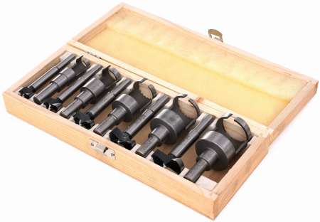 Set freze pentru lemn indepartare noduri si dopuri 10 piese 15-35 mm in cutie lemn (KD637) [4]